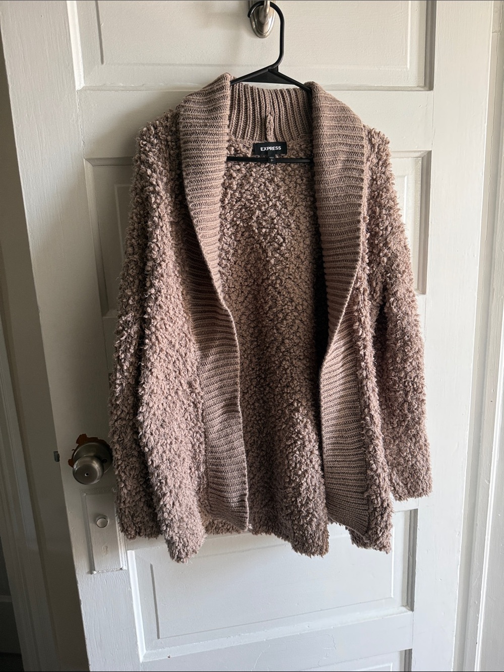 Express Women's Bouclé Open-Front Cardigan - Mauve Blush